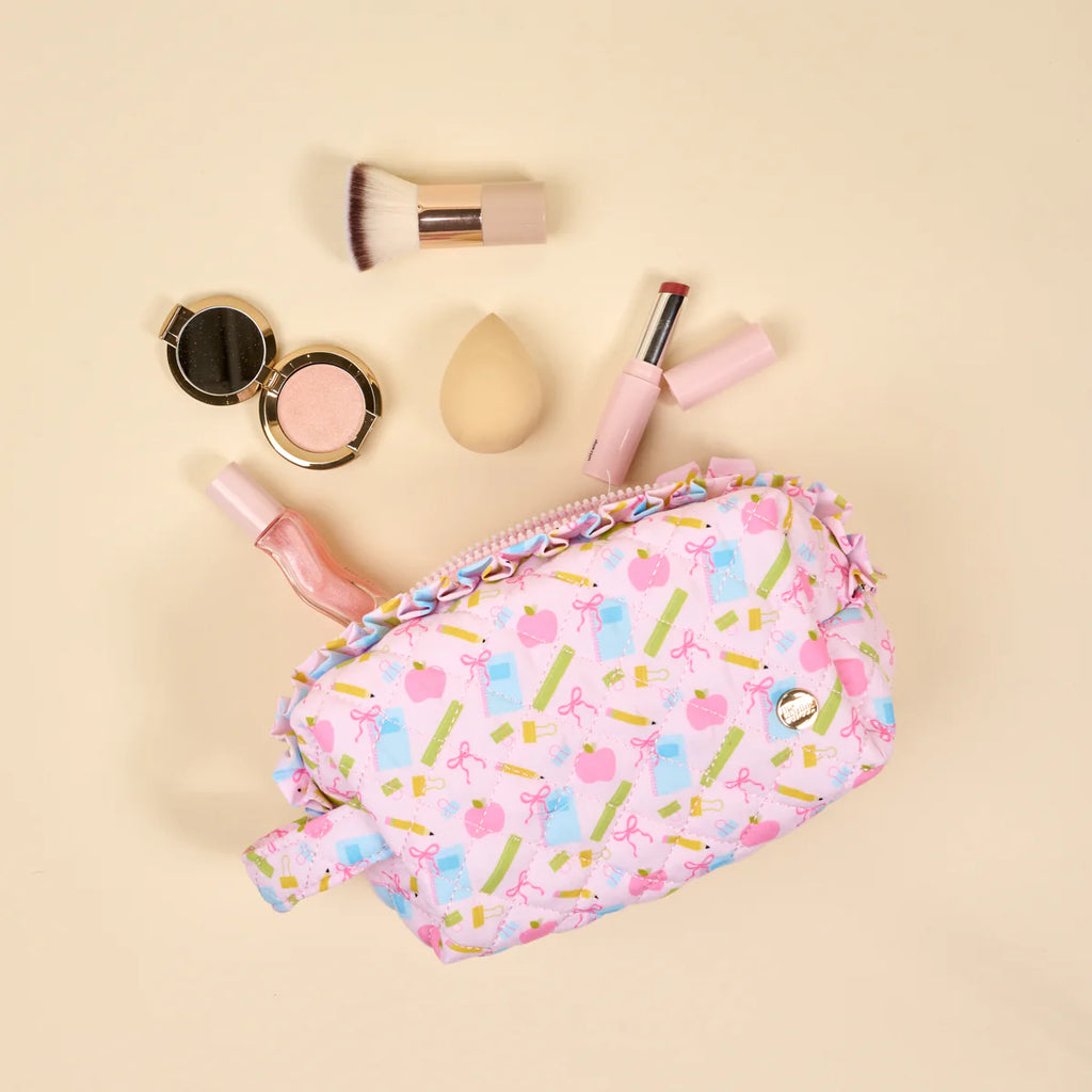 Essentials Quilted Cosmetic Pouch- Schools in Session