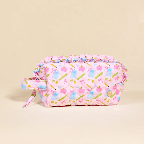 Essentials Quilted Cosmetic Pouch- Schools in Session