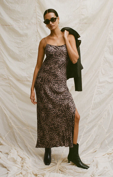 Cielo Leopard Mid Dress - Desert Tan