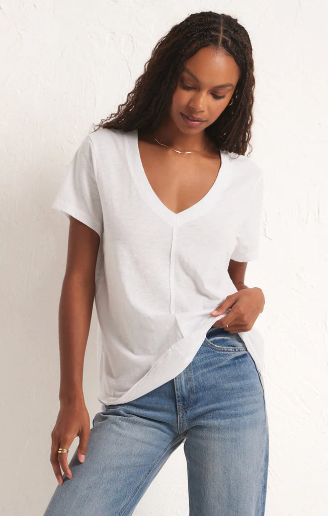 Asher V-neck Tee White