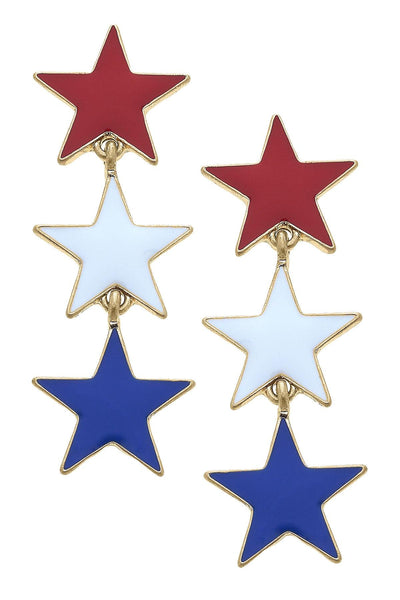 Americana Enamel Stars Earrings in RWB