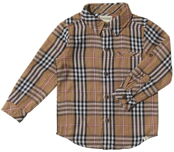 Atwood Plaid Woven Shirt in Brown Black & Red
