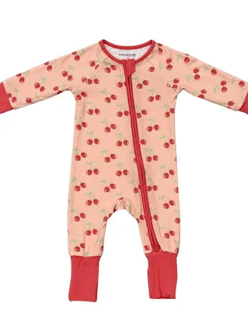 Cherries Long Sleeve Zip Romper