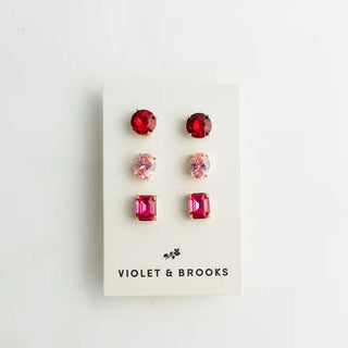 Boxed Classic Earring Trio - Pink