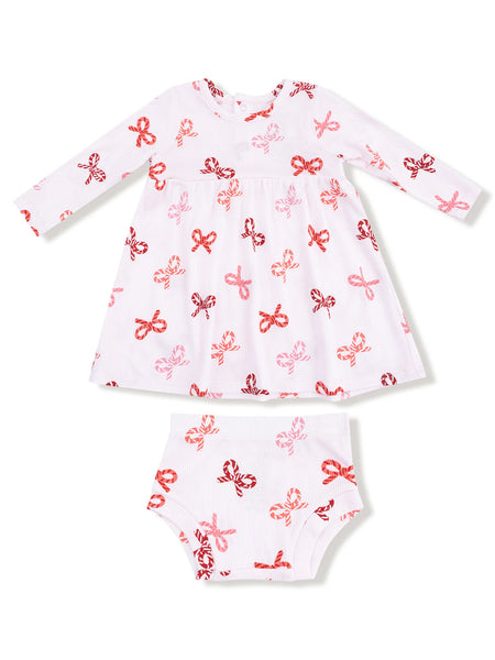 Candy Cane Bows Simple Dress & Bloomer