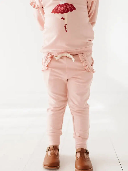 Holiday Blush Ruffle Pocket Joggers