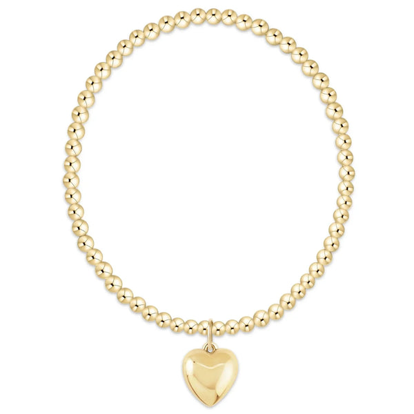 Classic Gold 3mm Bracelet - Love Plush Gold Charm
