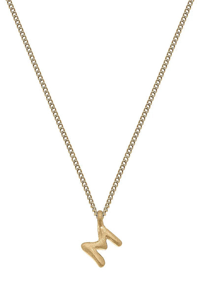 Coco Initial Necklace in Worn Gold