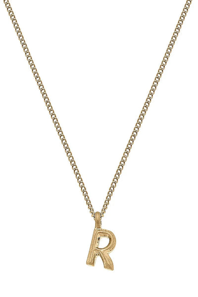 Coco Initial Necklace in Worn Gold