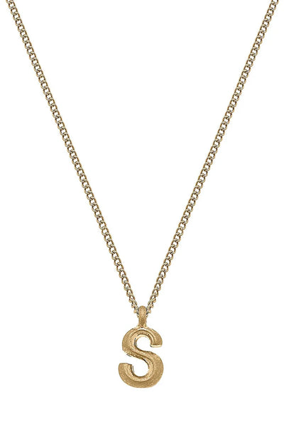 Coco Initial Necklace in Worn Gold