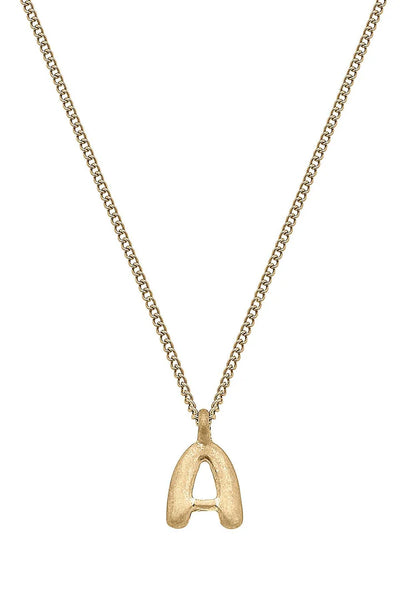 Coco Initial Necklace in Worn Gold