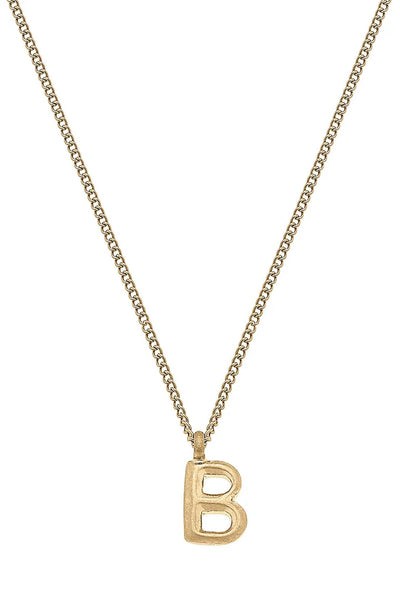 Coco Initial Necklace in Worn Gold