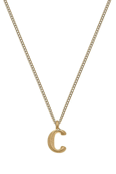 Coco Initial Necklace in Worn Gold