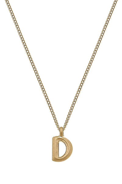 Coco Initial Necklace in Worn Gold