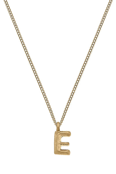 Coco Initial Necklace in Worn Gold