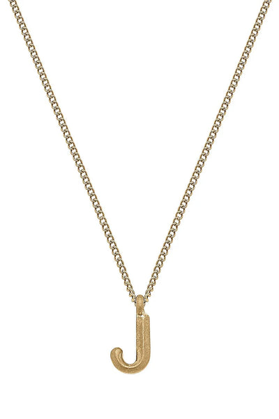 Coco Initial Necklace in Worn Gold