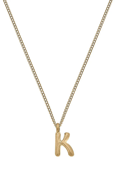 Coco Initial Necklace in Worn Gold