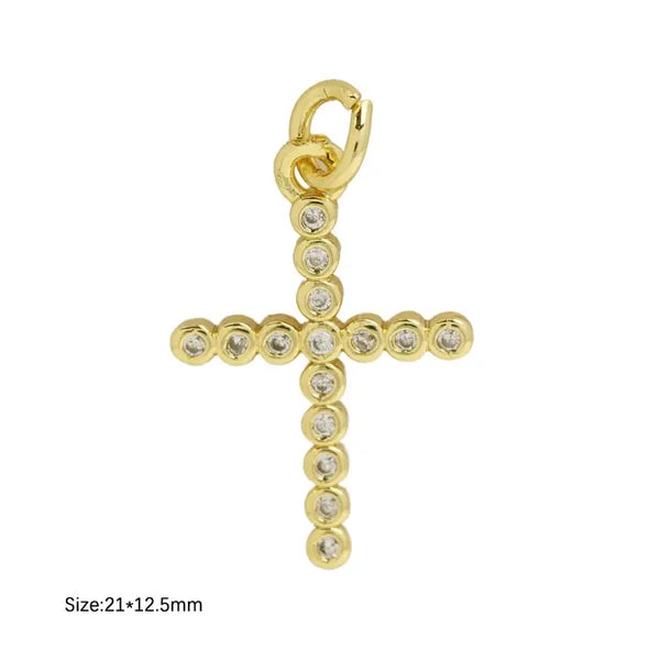 Small Encased Cubic Zirconia Cross Charm