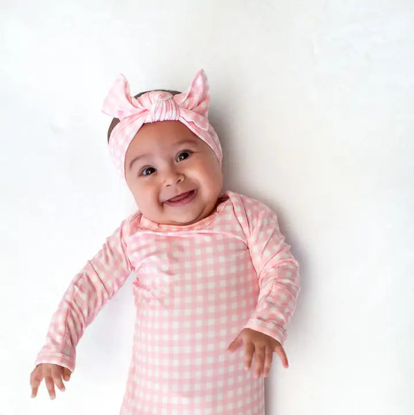 Cottage Pink Gingham Knotted Gown (0-3 Months)