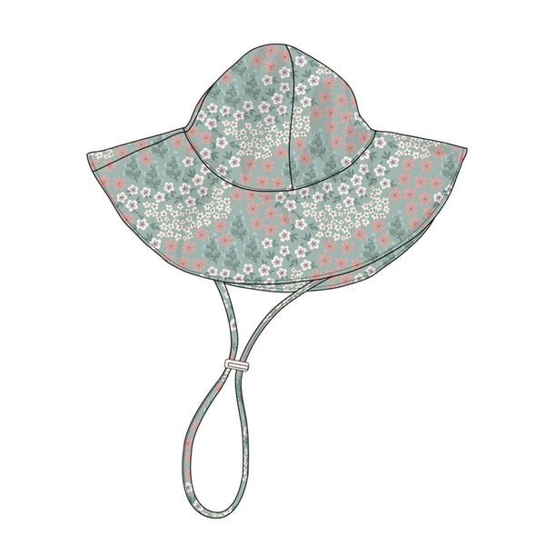Sun Hat in Aqua Grey Floral