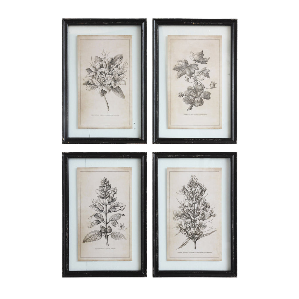 Framed Wall Decor with Floral Image, 4 Styles