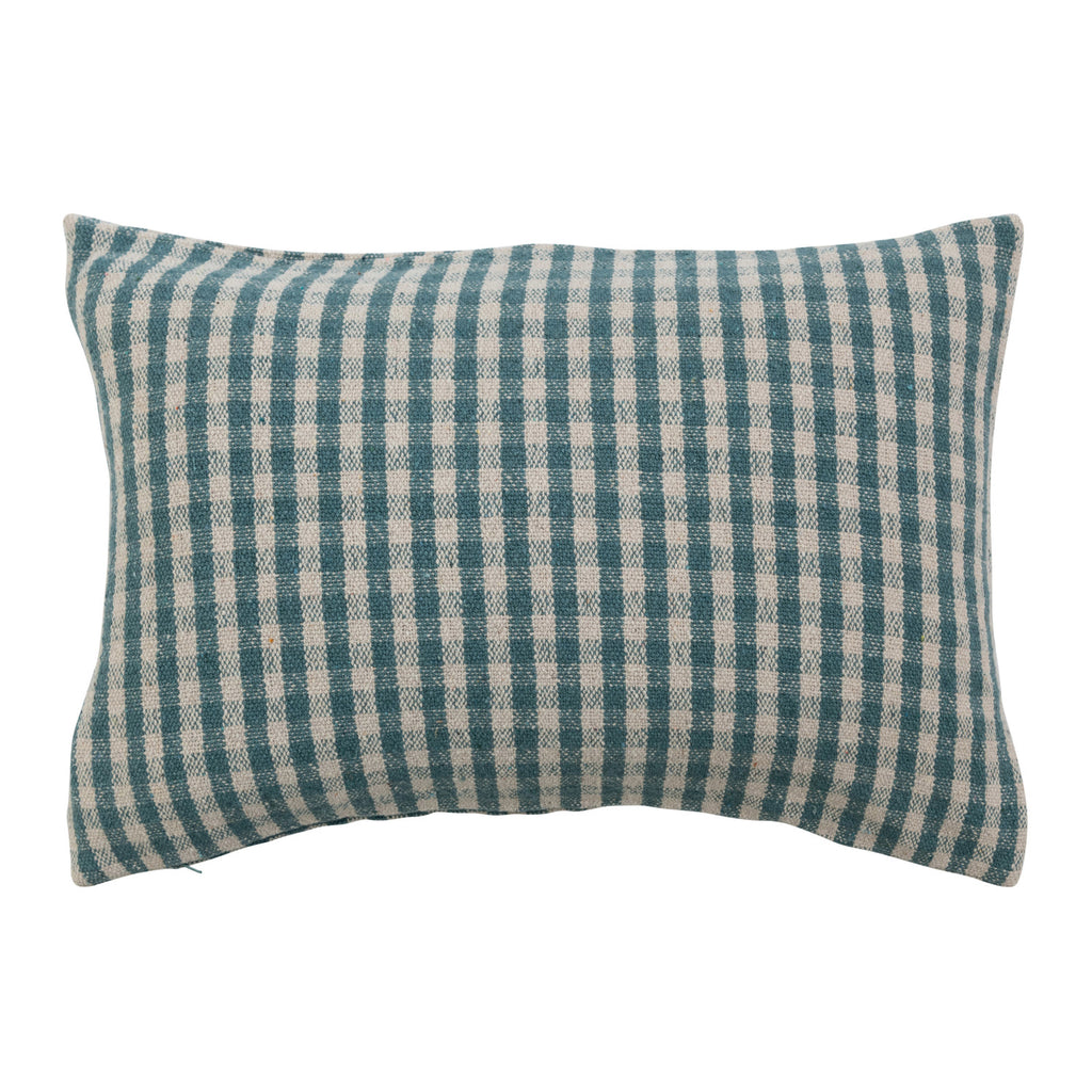 24" x 16" Woven Recycled Cotton Blend Lumbar Pillow Gingham, Polyester Fill