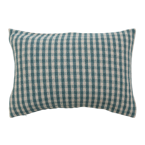 24" x 16" Woven Recycled Cotton Blend Lumbar Pillow Gingham, Polyester Fill