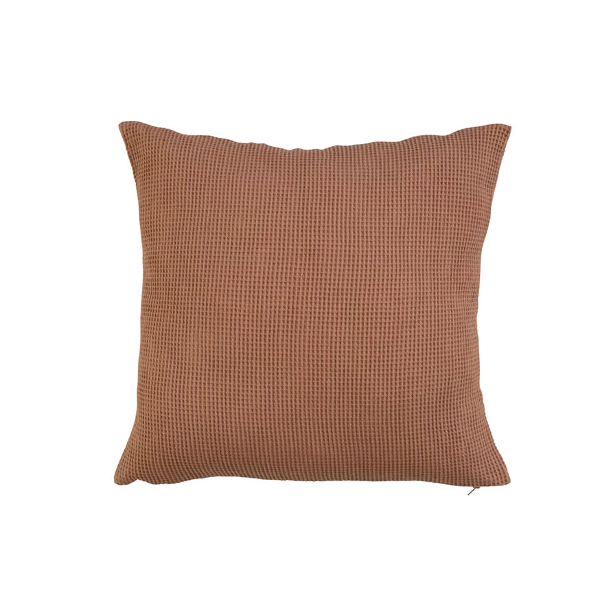 20" Square Woven Linen & Cotton Waffle Pillow