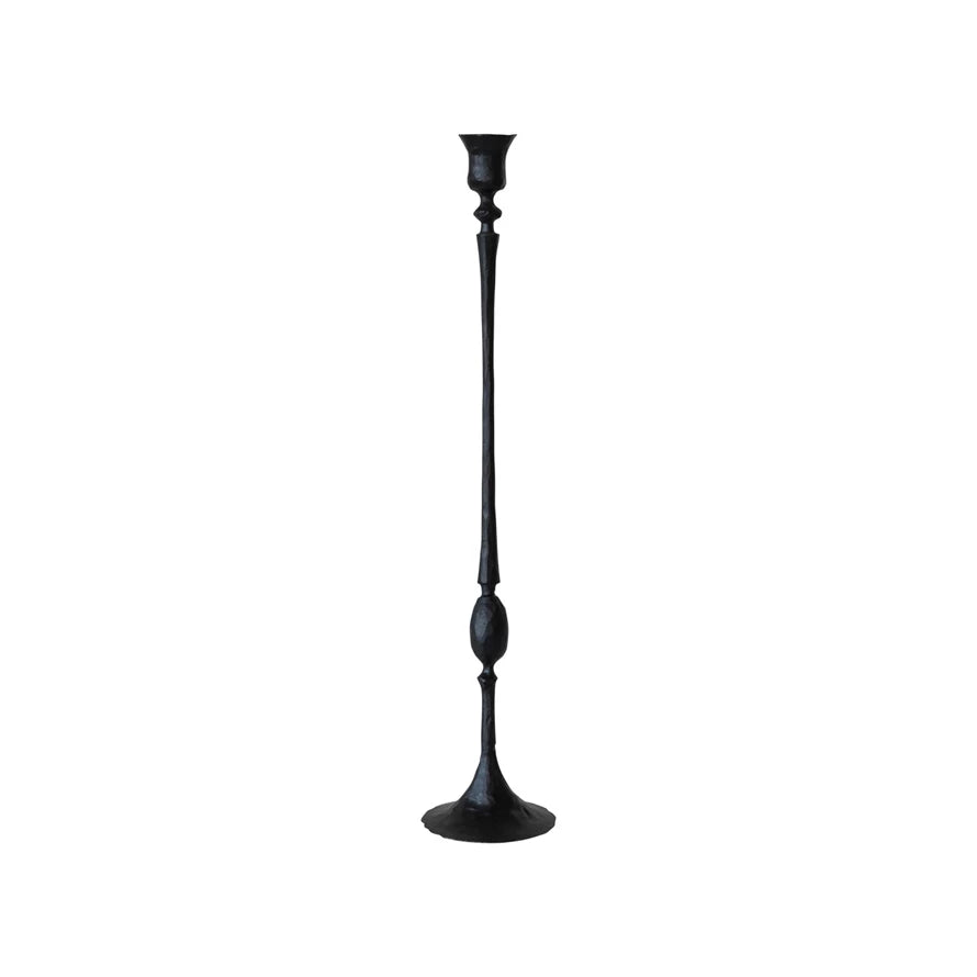 Hand-Forged Cast Iron Taper Holder, Black
