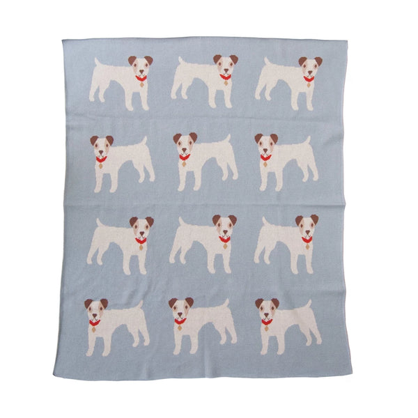 Cotton Knit Baby Blanket w/ Dogs ©