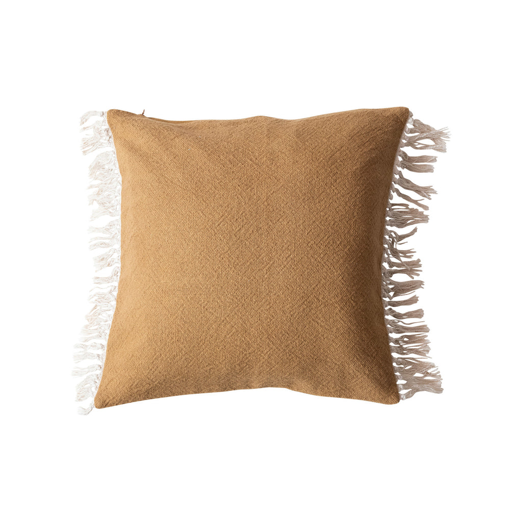 20" Square Cotton Pillow w/ Fringe