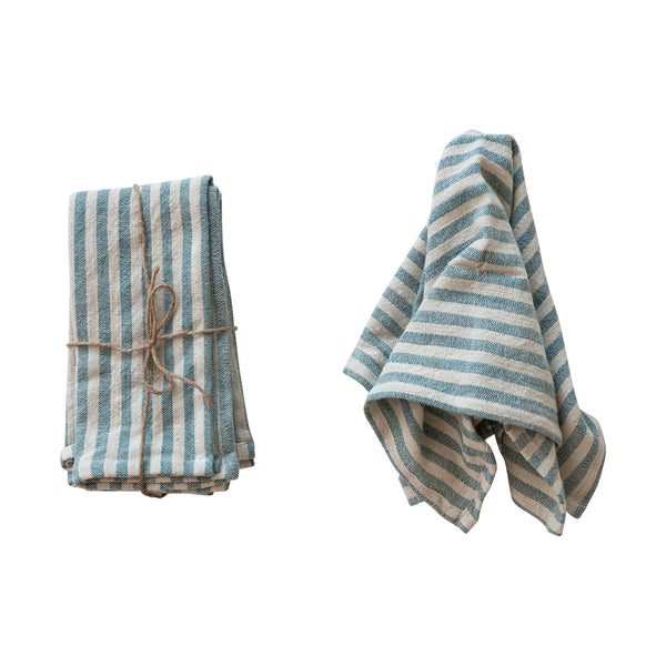 Woven Cotton Napkins w/ Stripes, Set of 4