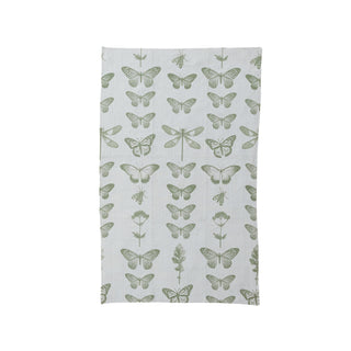 Printed Recycled Microfibre Tea Towel w/ Insects & Flowers Pattern