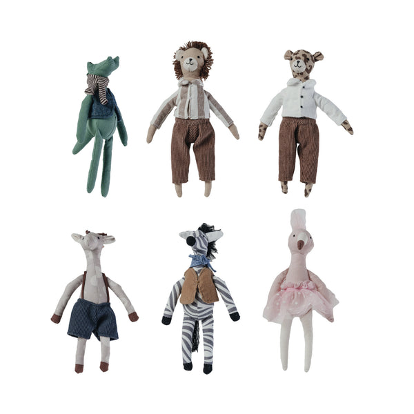 Plush Animal in Clothes, Multi Color, 6 Styles