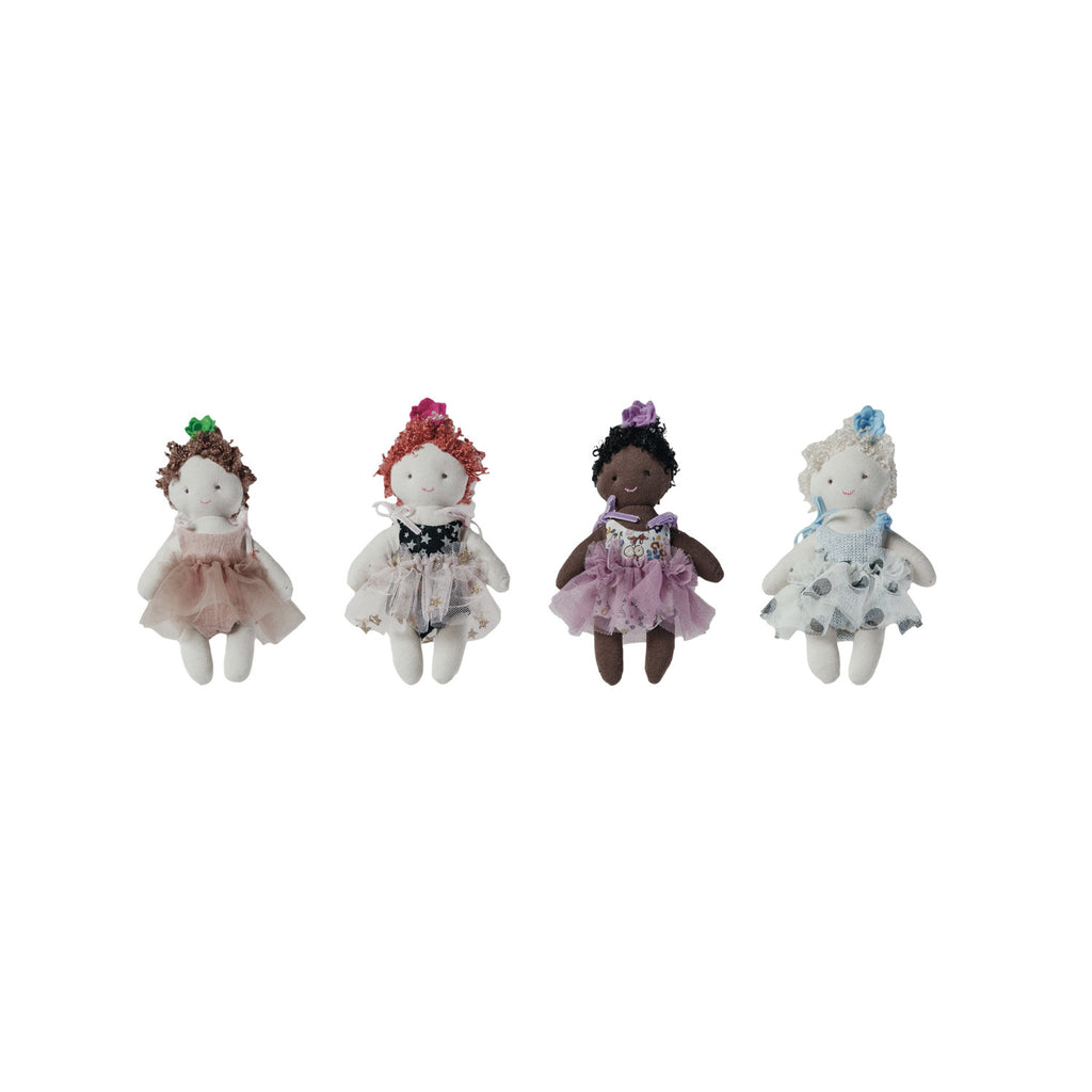 Plush Doll in Dress, Multi Color, 4 Styles