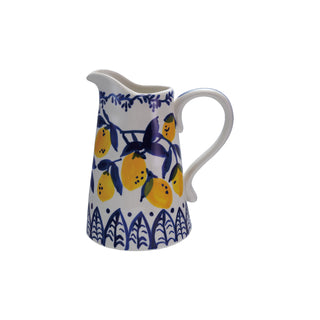Stoneware Pitcher Handpainted Lemon