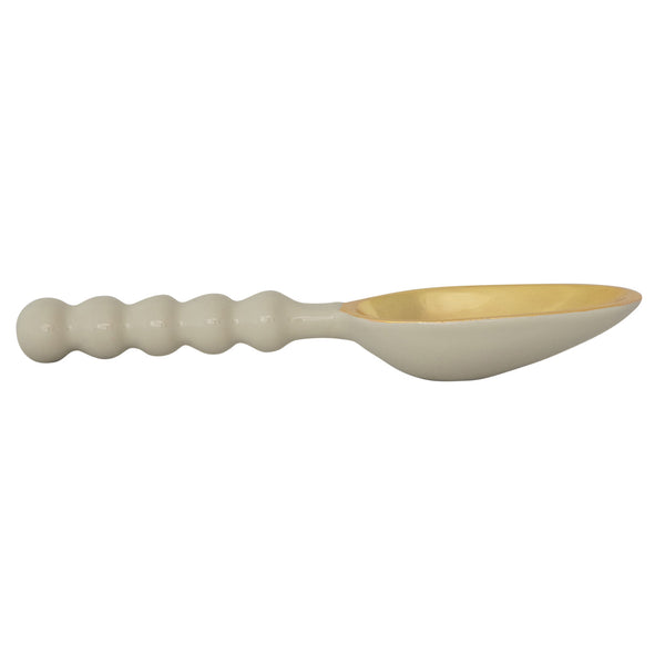 Enameled Aluminum Scoop with Ball Handle, Gold Finish & Mint Color