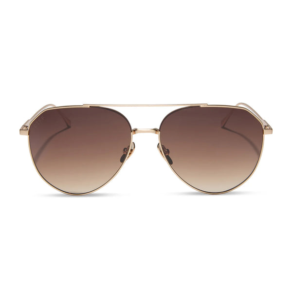 Dash Sunglasses in Brushed Gold/Coffee Gradient