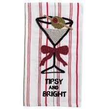 Tipsy and Bright Beaded Martini Towel