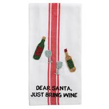 Just Bring Wine Beaded Christmas Towel