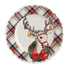 Reindeer Christmas Icon Salad Plate