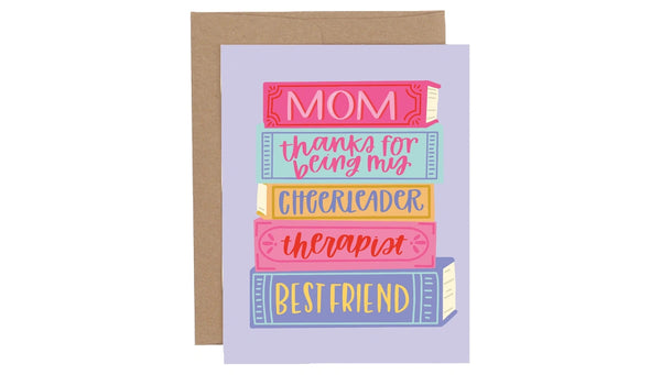 Mom Book Stack Greeting Card