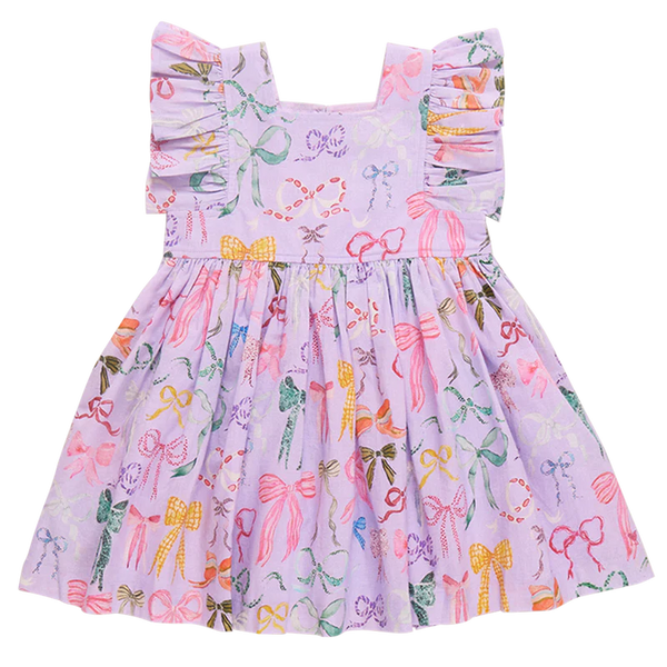 Elsie Lavender Watercolor Bows Dress