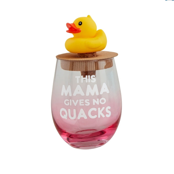 Mama Gives No Quacks Duck Wine Glass Set