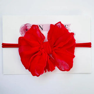 Bright Red Skinny Mini Ruffled Headband