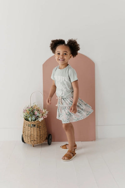 Aqua Grey Floral Skort