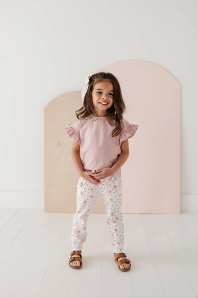 Ruffle Sleeve Top in Spring Mauve