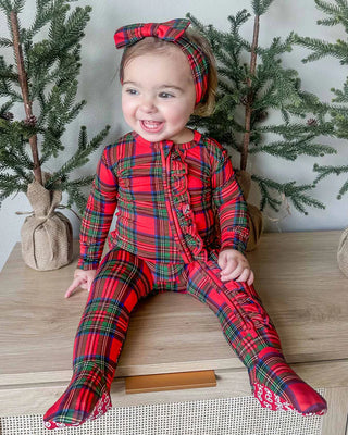 December Ruffled Zippered Footie Sleeper