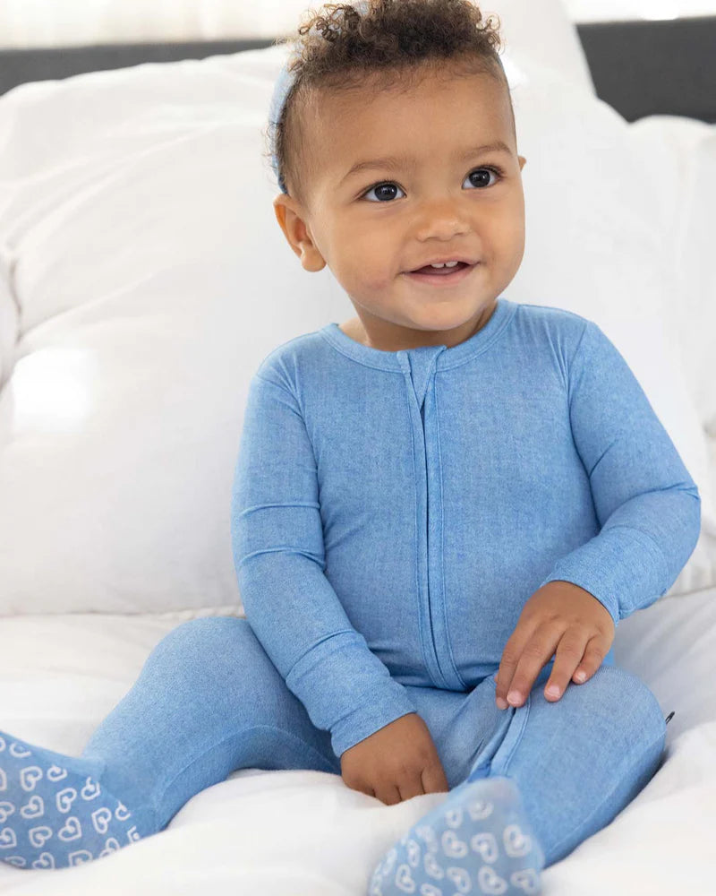 Denim Zippered Footie