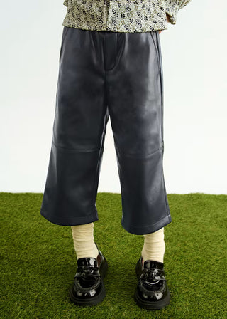 Faux Leather Culotte Pants in Black